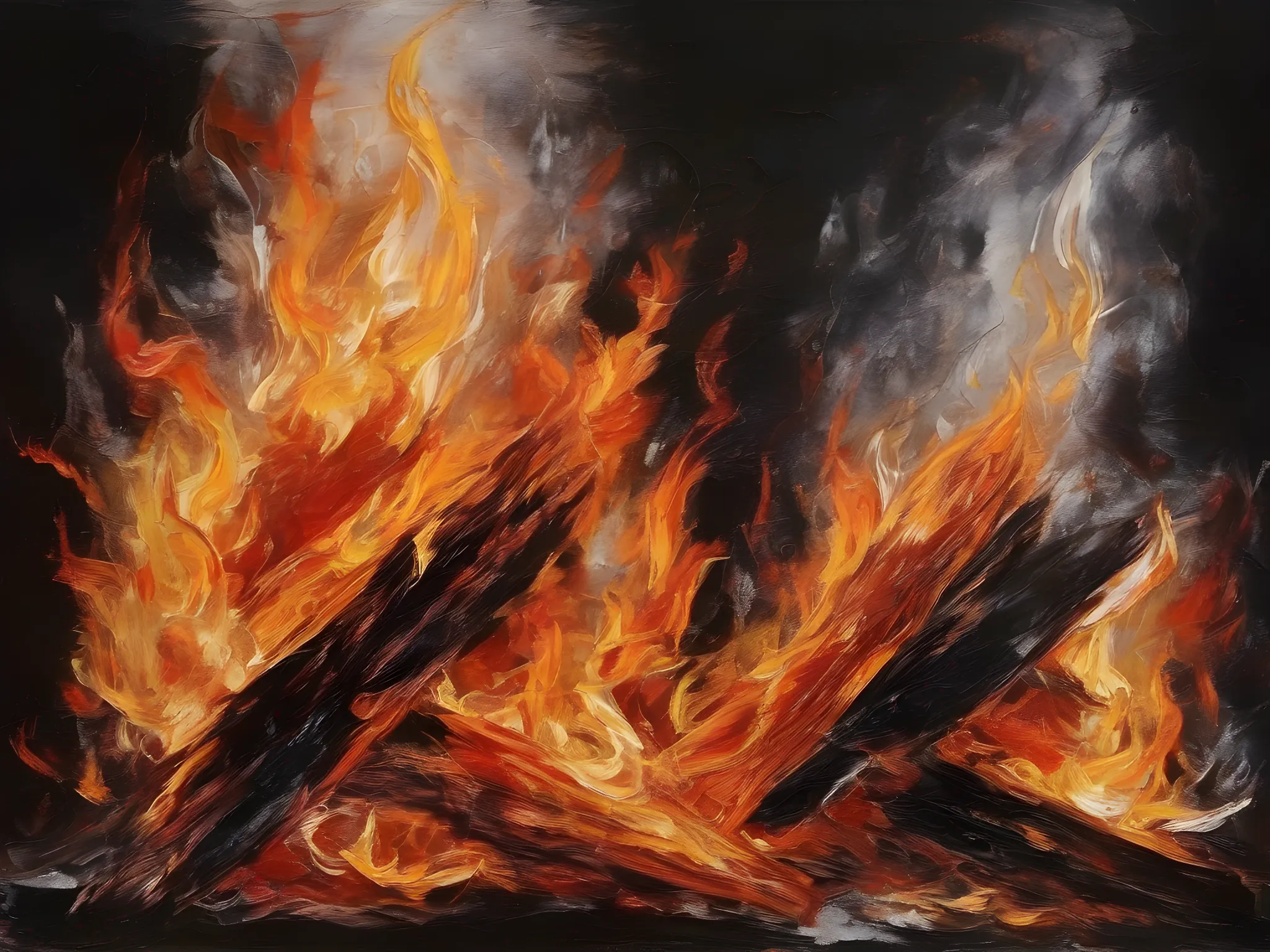 огонь в камине арт