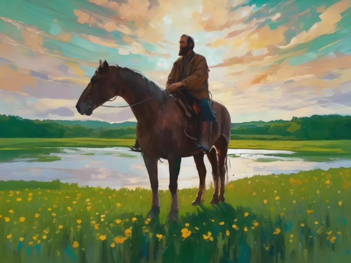 мужчина на коне, символизирующий достоинство